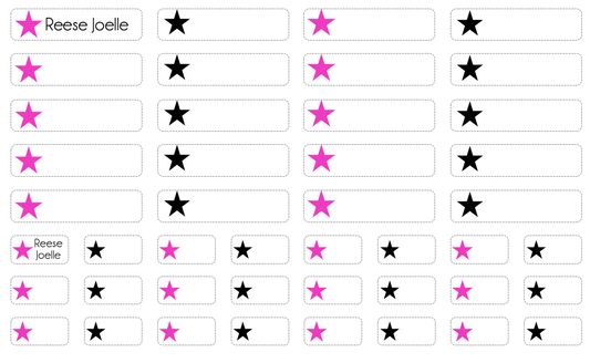 Clothing Labels - pink and black stars